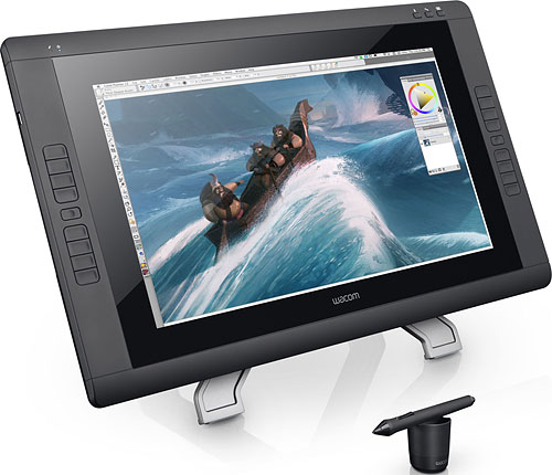 The Wacom Cintiq 22HD swaps in a wide-aspect LCD panel with better brightness and contrast ratio. Photo provided by Wacom. Click for a bigger picture!