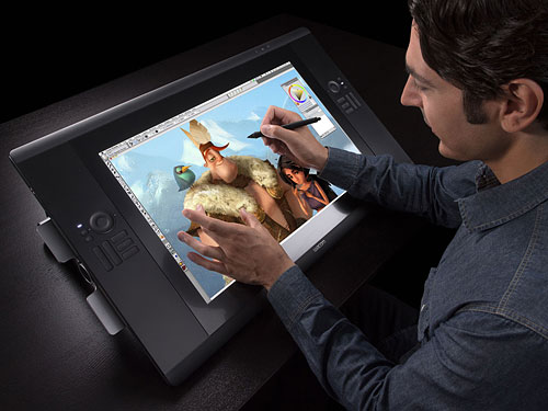 The Wacom Cintiq 24HD touch adds a multitouch-sensitive overlay and uses a better display. Photo provided by Wacom. Click for a bigger picture!