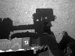 The first image taken by Curiosity's navigation cameras. Photo provided by NASA/JPL-Caltech. Click for a bigger picture!