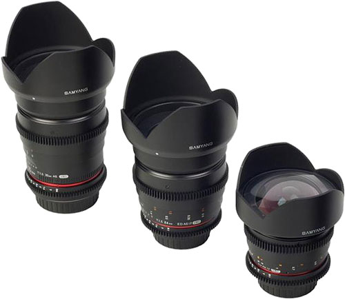 Samyan's VDSLR-series lenses. Photo provided by Delta Co.