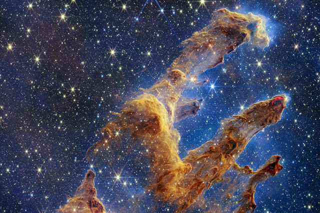 Webb captures exceptionally detailed, star-filled portrait of the Pillars of Creation, revisiting one of Hubble’s most famous subjects