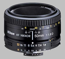 image of the Nikon 50mm f/1.8D AF Nikkor lens