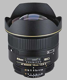 image of the Nikon 14mm f/2.8D ED AF Nikkor lens