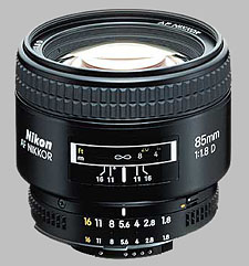 image of the Nikon 85mm f/1.8D AF Nikkor lens